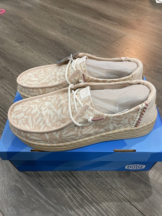 HEYDUDE Wendy Espadrille Retro Palm Pale Pink/White size 9 - Picture 4 of 9